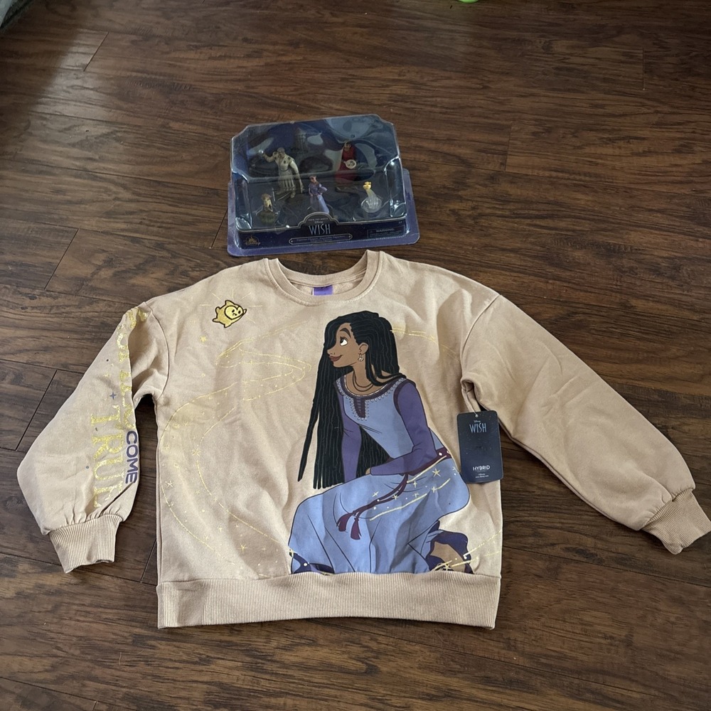 Disney Girls Wish Asha Camel Brown Sweatshirt Sweat Shirt 10-12 W/figures